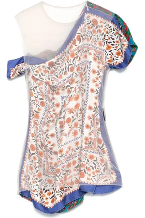 Marine Serre Silk-scarves layered top