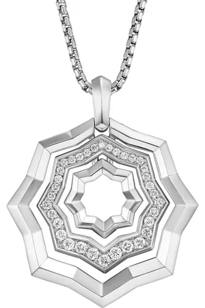 David Yurman Sterling Zig Zag Stax diamond pendant necklace
