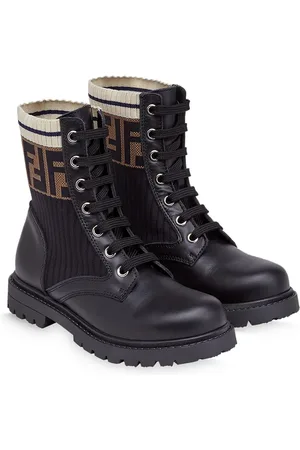 Fendi FF motif lace-up leather boots