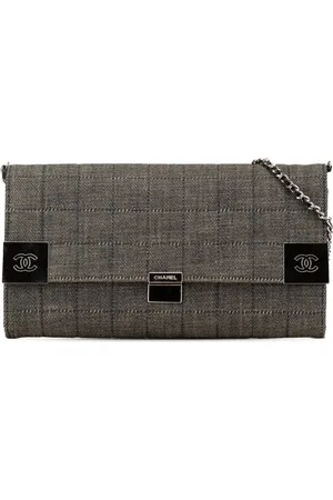 CHANEL 2002-2003 CC Choco Bar Denim Chain Flap shoulder bag