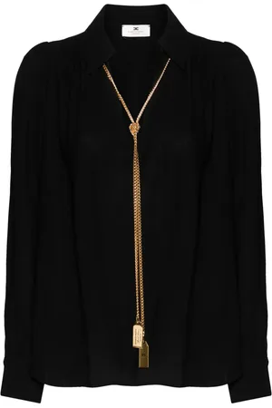 Elisabetta Franchi Necklace-appliqué georgette blouse