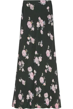 Ganni Floral-print fluid crepe maxi skirt