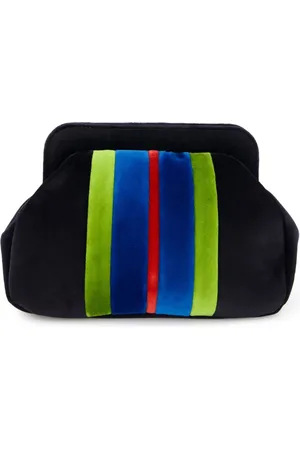 Paula Striped velvet clutch bag