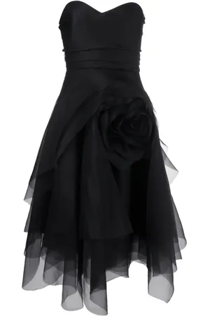 Ana Radu Floral-appliqué organza midi dress