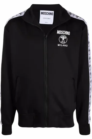 Moschino Logo-striped zipped jumper