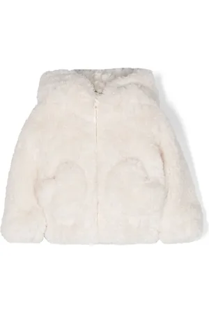 MONNALISA Fleece-texture hooded coat