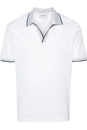 D4.0 Striped-edge cotton polo shirt