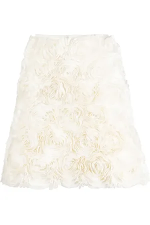 MERYLL ROGGE Floral-appliqu?? silk skirt