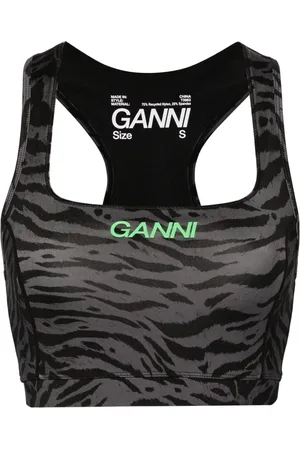 Ganni Logo zebra-print crop top