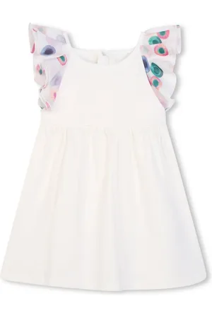 Chloé Logo-embroidered ruffle-trim dress