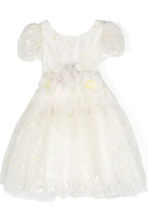 MONNALISA Floral-appliqué flared minidress