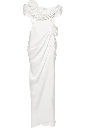 Ana Radu Floral-appliqué draped gown
