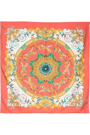 Hermès 1980s carousel-print silk scarf