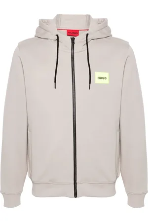 HUGO BOSS Logo-patch zip-up hoodie
