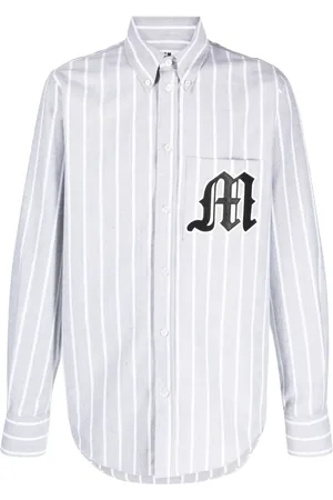 Msgm Logo-appliqué striped cotton shirt