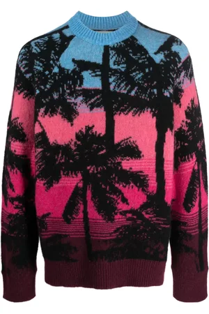 LANEUS Pattern intarsia-knit ombré jumper