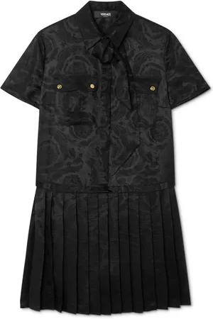 VERSACE Barocco Lavalli�re pleated mini dress