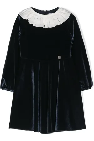 MONNALISA Detachable-collar velvet dress