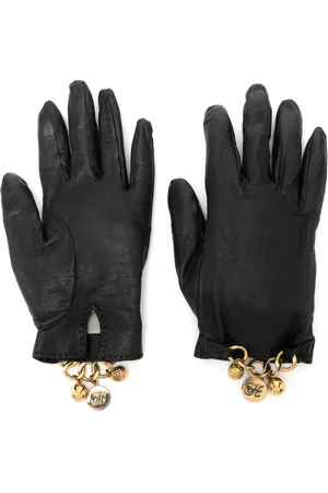 Hermès 1980s logo-charm leather gloves