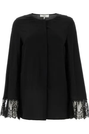 Chloé Crepe-de-chine collarless blouse