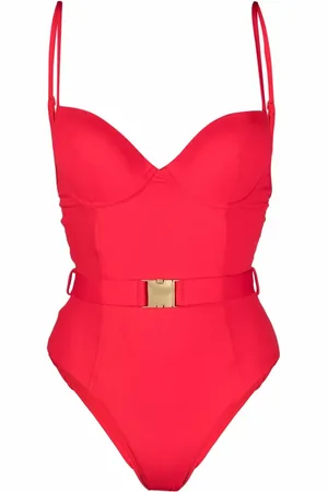 Noire Swimwear Underwired-cup belted swimsuit