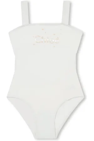 Chloé Metallic logo-print swimsuit
