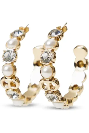 Twin-Set Pearl-embellished hoop earrings