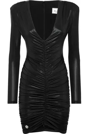 Philipp Plein Padded-shoulder lamé minidress