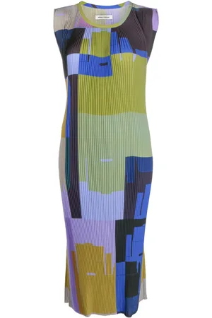 HENRIK VIBSKOV Pull geometric-print plissé dress