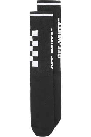 OFF-WHITE Check logo knit socks