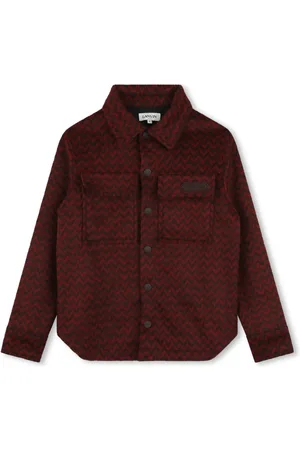 Lanvin Herringbone-pattern logo-embroidered shirt