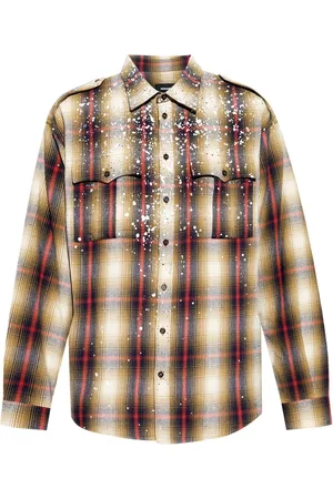 Dsquared2 Paint-splattered plaid shirt