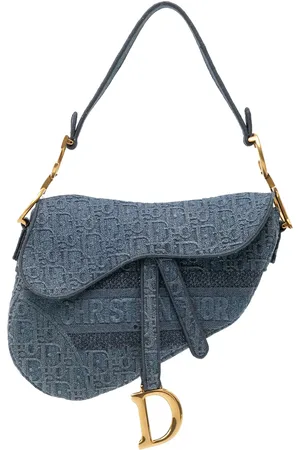 Dior 2019 Oblique Embroidered Denim Saddle Bag shoulder bag