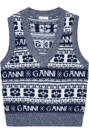 Ganni Logo-intarsia knitted vest