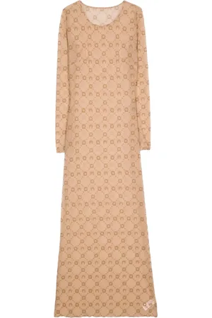 Marine Serre Moonogram-pattern semi-sheer dress