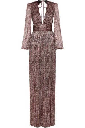 Rebecca Vallance Metallic plissé gown