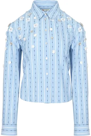 PORTS 1961 Floral-appliqu?? striped shirt