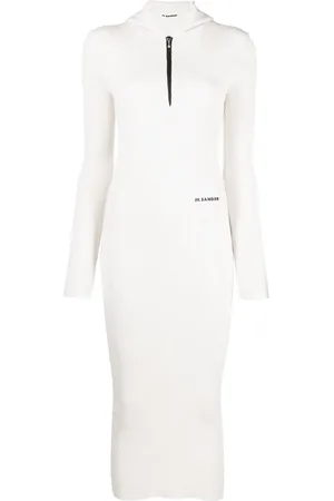 Jil Sander Ribbed-knit hooded midi dress