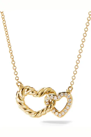 David Yurman 18kt yellow Cable Collectibles Interlocking Heart diamond necklace