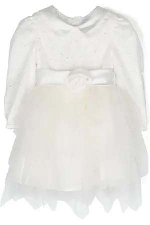 MONNALISA Floral-appliqué tulle dress