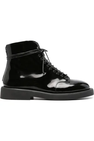 MARSÈLL Patent-finish lace-up boots