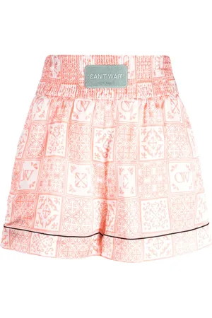 OFF-WHITE Logo-appliqué high-waist mini shorts