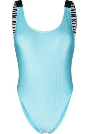 Calvin Klein Logo-tape ribbed swimsuit