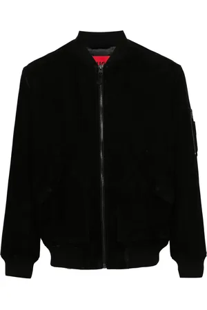 HUGO BOSS Zip-up suede bomber jacket