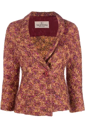 VALENTINO GARAVANI 1990s woven bouclé narrow lapels jacket