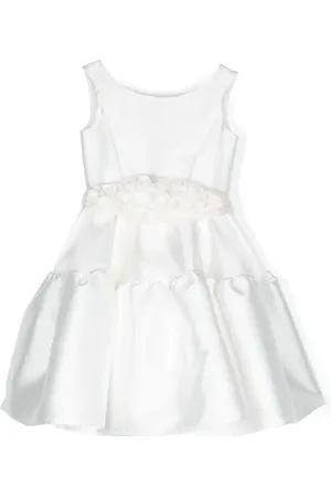 MONNALISA Floral-appliqué tiered cotton dress