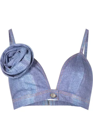 AMIR SLAMA Floral-appliqué crop top