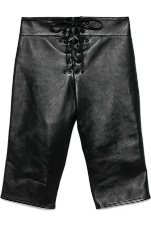 Chloé Lace-up leather capri trousers
