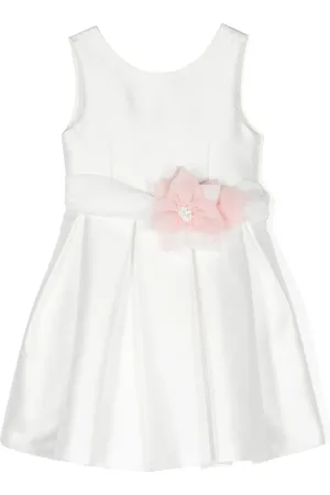 Abel & Lula Floral-appliqué pleated dress