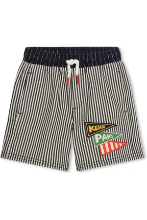 Kenzo Logo-appliqué striped cotton shorts